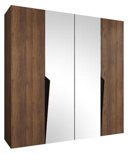 Gardróbszekrény Hartford 610, Laminált forgácslap, 202x200x52cm, Fekete, Dió