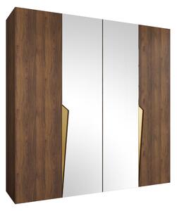 Gardróbszekrény Hartford 610, Laminált forgácslap, 202x200x52cm, Aranysárga, Dió