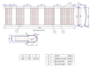Ecoradco törölközőszárító radiátor 30 x 180 cm (fehér)