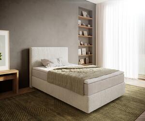 DELIFE Boxspring ágy Dream-Well 120x200 cm bouclé krémfehér zsákrugós matraccal és visco topperrel