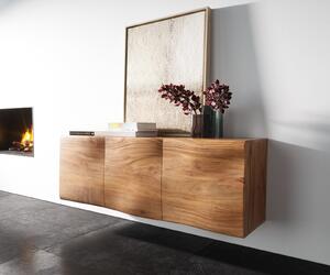 DELIFE Komód New Live-Edge 145 cm akác természetes 3 ajtós lebegő