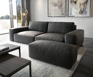 DELIFE Nagy kanapé Lanzo XL 270x130 cm bőr imitáció vintage antracit puffal