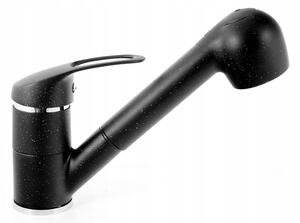 Gránit mosogató NERO Italia + kihúzható Shower csaptelep + dugókiemelő (fekete)