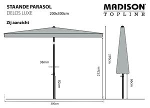 Madison Delos Luxe PAC5P014 szürke napernyő 300 x 200 cm