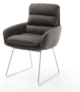 DELIFE Étkezőszék Abelia-Flex karfás mikroszálas antracit vintage vékony fém lábazattal