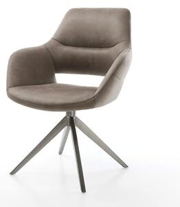 DELIFE Étkezőszék Yago-Flex karfás mikroszálas taupe vintage kereszt láb széles grafit 360° forgatható hintamechanizmus zsákrugós matraccal