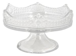 Üveg süteményes állvány korona peremű, 21x12cm