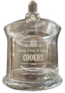 Üveg "Cookies" kekszes bonbonier henger formájú, 14x14x19cm