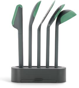 LÉKUÉ Non-Scratch Cooking Utensils konyhai eszköz szett 5db tartóállvánnyal szürke/zöld LK883484