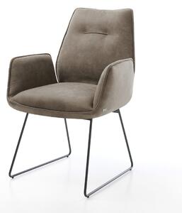 DELIFE Étkezőszék Zoa-Flex mikroszálas taupe vintage fekete vékony lábazat zsákrugós