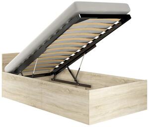 Franciaágy ágykerettel + matrac - 90 x 200 cm - Akord Furniture - sonoma tölgy