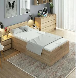 Franciaágy ágykerettel + matrac - 100 x 200 cm - Akord Furniture - sonoma tölgy