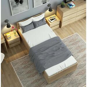 Franciaágy ágykerettel + matrac - 90 x 200 cm - Akord Furniture - sonoma tölgy