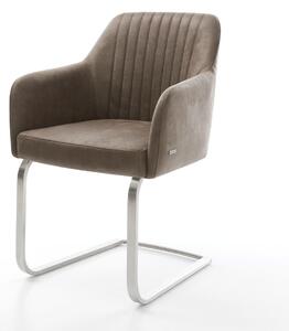 DELIFE Étkezőszék Greg-Flex mikroszálas taupe vintage étkezőszék lapos rozsdamentes acél zsákrugós