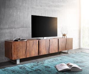 DELIFE TV szekrény Live-Edge 220 cm akác barna masszív 6 ajtós