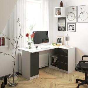 Sarok íróasztal - Akord Furniture - 155 cm - fehér / szürke