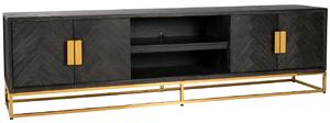 Fekete-arany tölgy TV-asztal Richmond Blackbone 220 x 42,5 cm