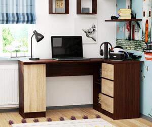 Sarok íróasztal - Akord Furniture - 155 cm - wenge / sonoma tölgy