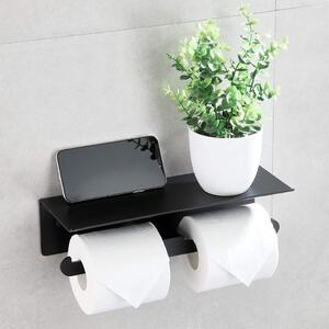 Unideco 2 részes wc papír tartó + polc - fekete