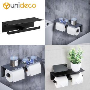 Unideco 2 részes wc papír tartó + polc - fekete