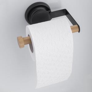 Yoka Home tapadókorongos wc papír tartó - fekete / bambusz