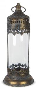 Míves óarany lámpás dekoráció üveg búrával 43x15x15cm