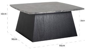 Fekete márvány dohányzóasztal Richmond Gésa 90 x 90 cm