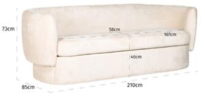 Fehér szövet háromszemélyes kanapé Richmond Donatella 210 cm