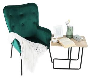 KONDELA Dizájnos fotel, smaragd Velvet anyag, SURIL
