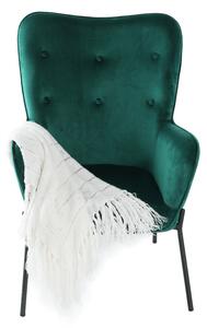 KONDELA Dizájnos fotel, smaragd Velvet anyag, SURIL