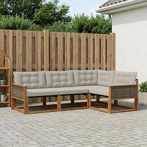Kültéri kanapé szett 4 pcs Természetes és Világosszürke