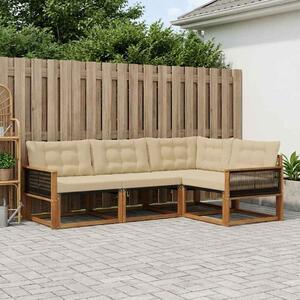 Kültéri kanapé szett párnával 4 pcs Természetes és bézs