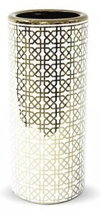 Különleges arany-fehér szögletes mintás kerámia esernyőtartó állvány 47x20,5x20,5cm