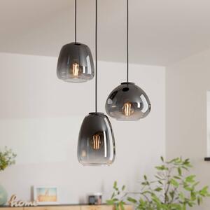 EGLO Aguilares függőlámpa, füstölt üveg, 3 lámpás rondella, dimmelhető, Alu / szürke / cink, Nappali / Étkező, Üveg, Modern