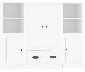 Modern 3 db Fehér Fa Magasszekrény - 132x35,5x103,5 cm