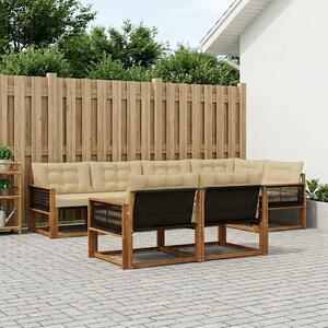 Kültéri kanapé szett párnával 7 pcs Természetes és bézs