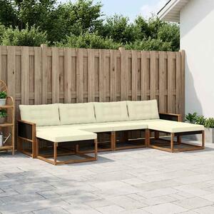 Kültéri kanapé szett párnával 6 pcs Természetes és krémszínű