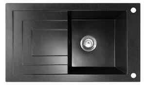 NERO Cortina Gránit mosogató + dugóemelő (fekete)