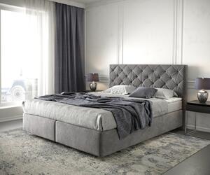 DELIFE Boxspring ágy Dream-Great 160x200 cm mikroszálas taupe matraccal és topperrel