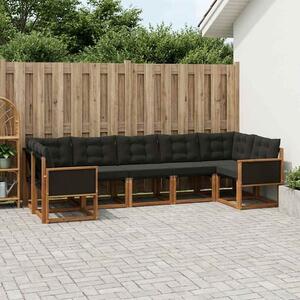 Kültéri kanapé szett párnával 7 pcs Természetes és Fekete