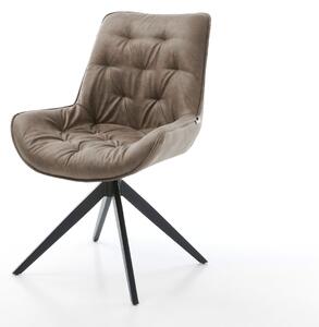 DELIFE Étkezőszék Taimi-Flex mikroszálas taupe vintage kereszt láb széles fekete 360° forgatható billenő funkció
