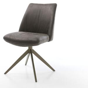 DELIFE Étkezőszék Elso-Flex mikroszálas antracit vintage kereszt láb széles titán effekt felület 360° forgatható hintamechanizmus zsákrugós matrac