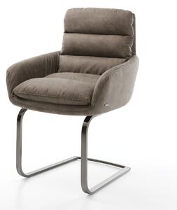 DELIFE Étkezőszék Abelia-Flex karfás mikroszálas taupe vintage lapos freischwinger grafit