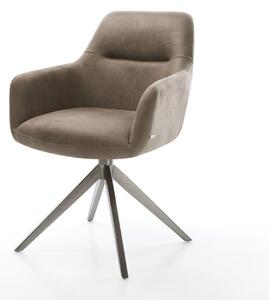 DELIFE Étkezőszék Pejo-Flex mikroszálas taupe vintage kereszt láb széles grafit 360° forgatható billenő zsákrugós