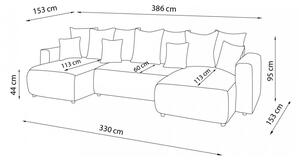 Világosszürke U alakú kinyitható kanapé Envy - Bobochic Paris