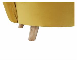 KONDELA Fotel Art Deco stílusban, mustárszínű Velvet anyag/tölgy, ROUND
