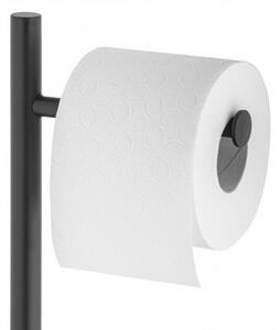 YOKA Home 2in1 wc kefe állvány wc papír tartóval - fekete / bambusz talp