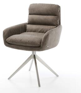DELIFE Étkezőszék Abelia-Flex karfás mikroszálas taupe vintage széles kereszt láb rozsdamentes acélból