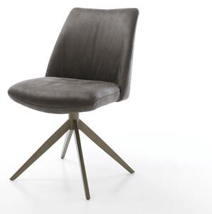 DELIFE Étkezőszék Elso-Flex mikroszálas antracit vintage kereszt láb széles titán hatású 360° forgatható zsákrugós