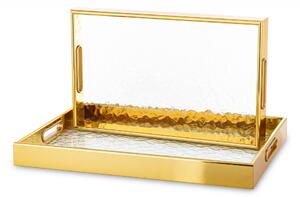 Tulum arany-víztiszta kerek 2db-os tálca szett 4x45x32/4x40x25cm